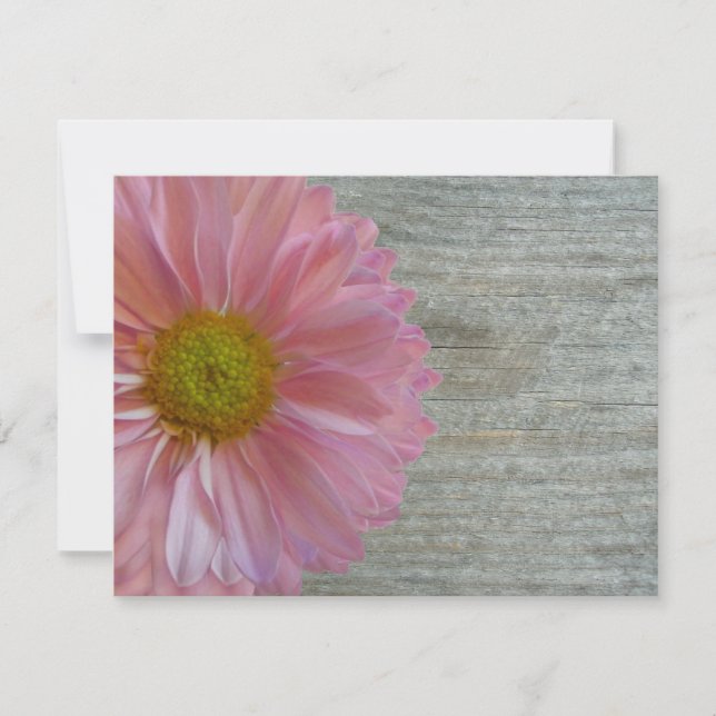 Light Purple Daisy & Barnwood Wedding Invitation (Front)