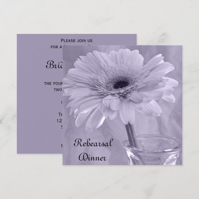 Light Purple Daisy Wedding Rehearsal Dinner Invitation (Front/Back)
