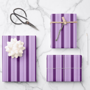 Light Purple & Dark Purple Thick and Thin Stripes Wrapping Paper Sheet