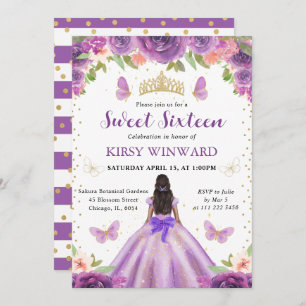 Light Purple Dress Dark Skin Princess Sweet 16 Invitation