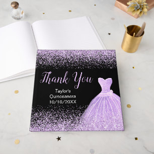 Light Purple Dress Faux Glitter Quinceanera Guest Book