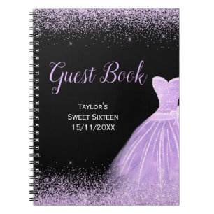 Light Purple Dress Faux Glitter Sweet 16 Birthday Notebook