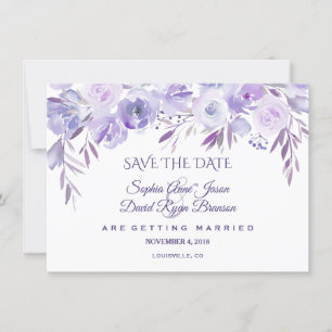 Light Purple Dusty Blue Floral Save The Date