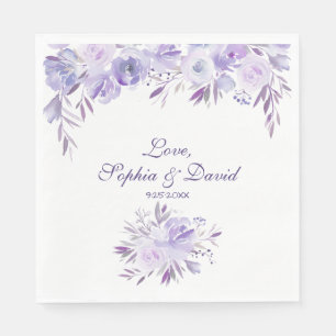 Light Purple Dusty Blue Floral Wedding Napkin