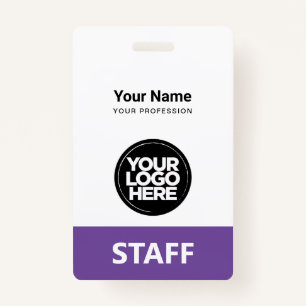 Light Purple Employee Name Business Logo Staff Tag ID Badge