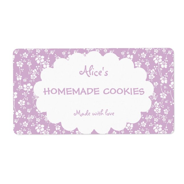 Light Purple Floral Personalised Homemade Cookies (Front)