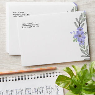 Light Purple Floral Vine Wedding Envelope