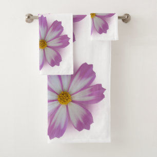 Light purple flower bath towel set