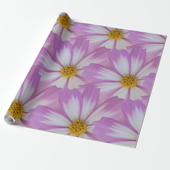 Light purple flower wrapping paper (Unrolled)