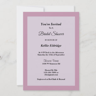 Light Purple Framed Bridal Shower Invitation