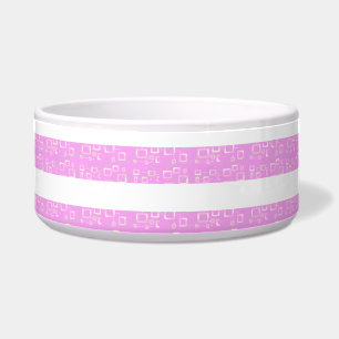 Light Purple Geometric Stripes Ceramic Pet Bowl