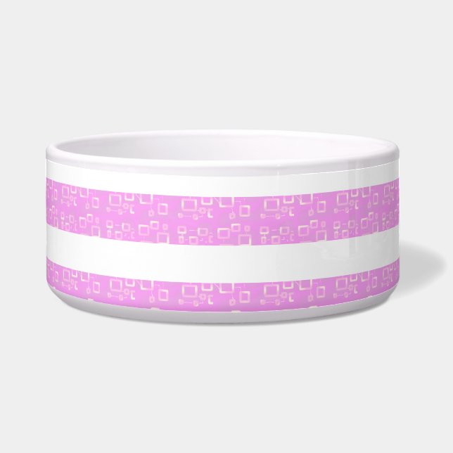 Light Purple Geometric Stripes Ceramic Pet Bowl (Front)