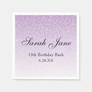 Light Purple Glitter Glam Personalised Napkin