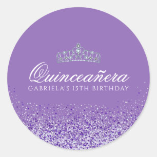Light Purple Glitter Quinceanera Classic Round Sticker