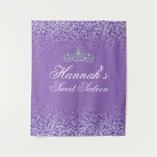 Light Purple Glitter Sweet 16 Backdrop Tapestry