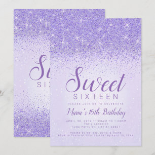 Light Purple Glitter, Sweet 16 Invitations