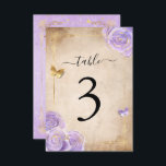 Light Purple Gold Rose Wedding Table Number Cards<br><div class="desc">Important instructions: change the number, then add each individual card to your cart until you have all the numbers needed. With this unique, simple rustic parchment DIY template, it's simple to create your own elegant table cards for a light purple and gold party theme. The original art by Raphaela Wilson...</div>
