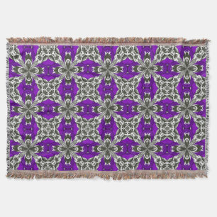 Light Purple Grey and White Repeat Tile Pattern Throw Blanket