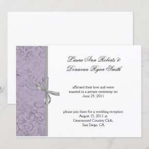 Light Purple Grey White Damask Post Wedding Invitation