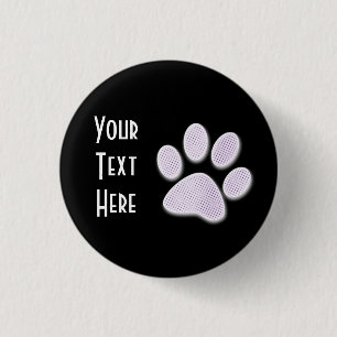 Light Purple Halftone Paw Print 3 Cm Round Badge