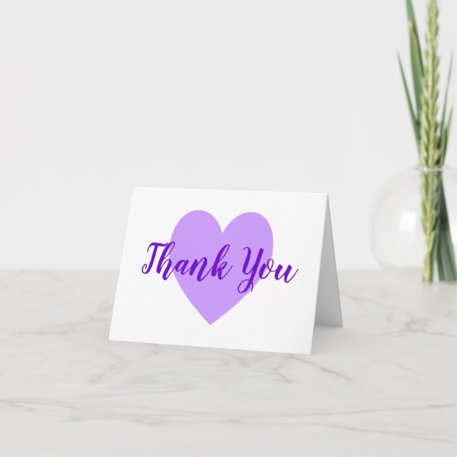 Light Purple Heart Thank You Card (Front)