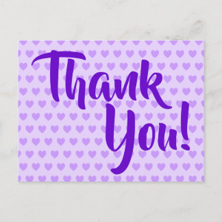 Light Purple Hearts Thank You Postcard