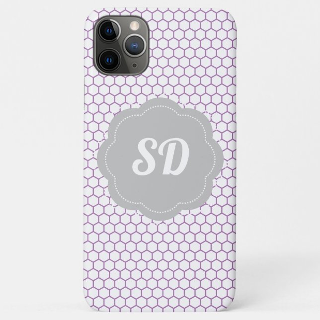 Light Purple Honeycomb Custom Monogram Case-Mate iPhone Case (Back)