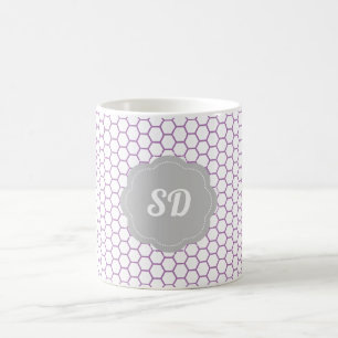 Light Purple Honeycomb Custom Monogram Coffee Mug