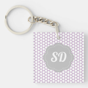 Light Purple Honeycomb Custom Monogram Key Ring
