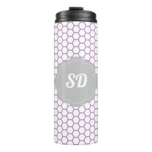 Light Purple Honeycomb Custom Monogram Thermal Tumbler