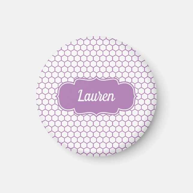 Light Purple Honeycomb Custom Name Magnet (Front)