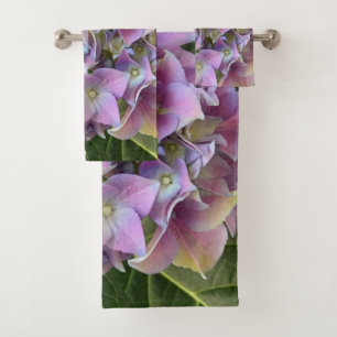 Light purple hydrangea bath towel set