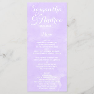 Light purple lavender watercolor wedding menu