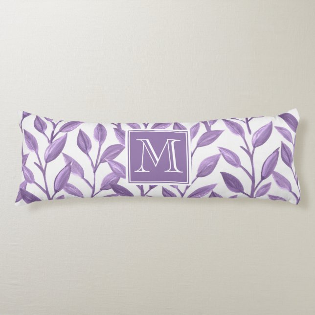 Light Purple Leaves Personalised Body Cushion (Front)