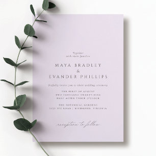 Light Purple Lilac Elegant Lavender Wedding Invitation