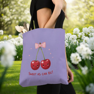 Light Purple Little Bag with Cherry Illustration