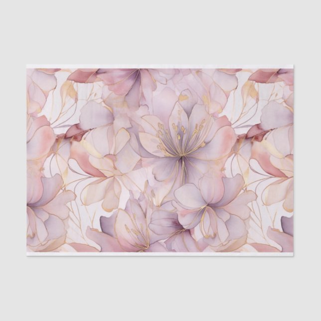 Light Purple Modern Abstract Lilies Tissue Paper (Front)