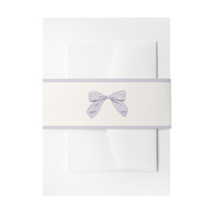 Light Purple Plaid Bow Elegant Girl Baby Shower Invitation Belly Band