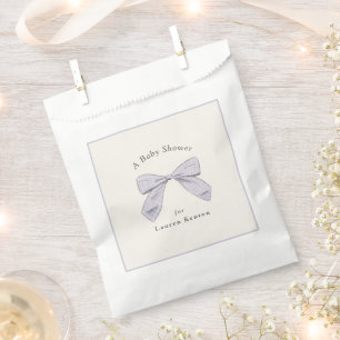 Light Purple Plaid Bow Elegant Neutral Baby Shower Favour Bags