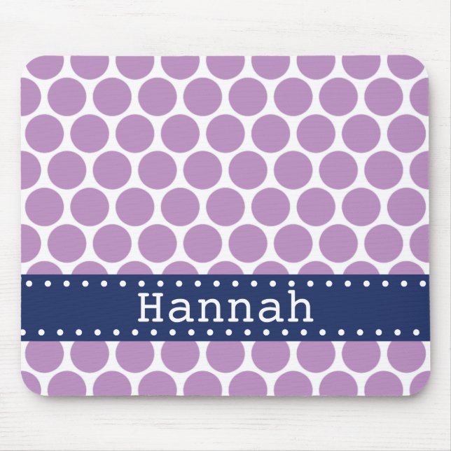 Light Purple Polka Dot Pattern Blue Banner Mouse Mat (Front)