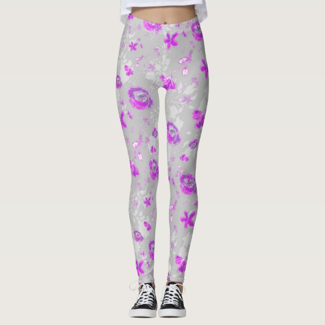 Light Purple Roses  Leggings (Front)