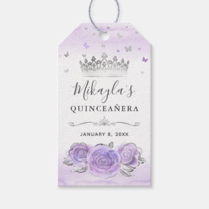 Light Purple Roses Silver Crown Thank You Favor Gift Tags