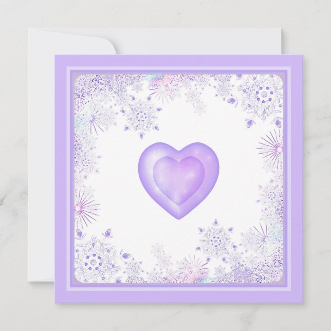 light purple snowflake & frosted heart card (Front)