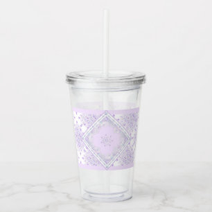 light purple snowflake & glittering heart acrylic tumbler