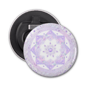 light purple snowflake & glittering heart bottle opener