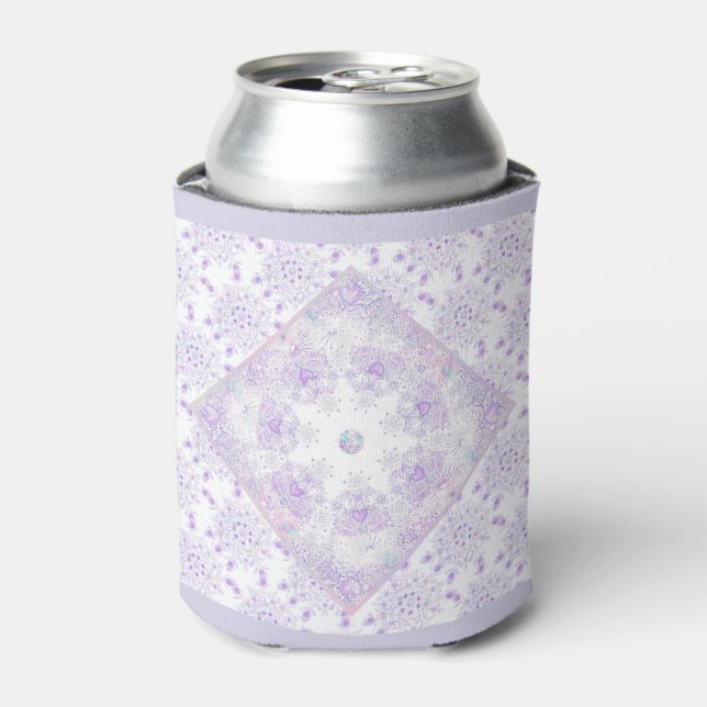 light purple snowflake & glittering heart can cooler (Can Front)