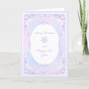 light purple snowflake & glittering heart card