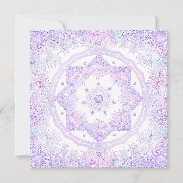 light purple snowflake & glittering heart card (Front)