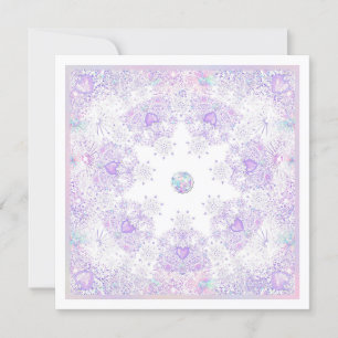 light purple snowflake & glittering heart card