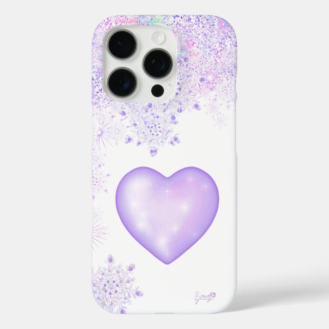 light purple snowflake & glittering heart Case-Mate iPhone case (Back)